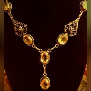 Vintage 6 Citrine Stone Y Style Necklace, 
That's 925 Solid Sterling Silver.